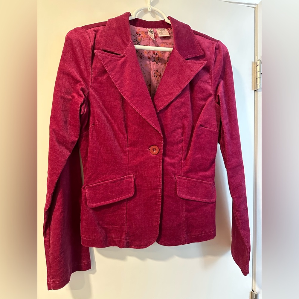Maroon Linen/Cotton Corduroy Jacket Medium